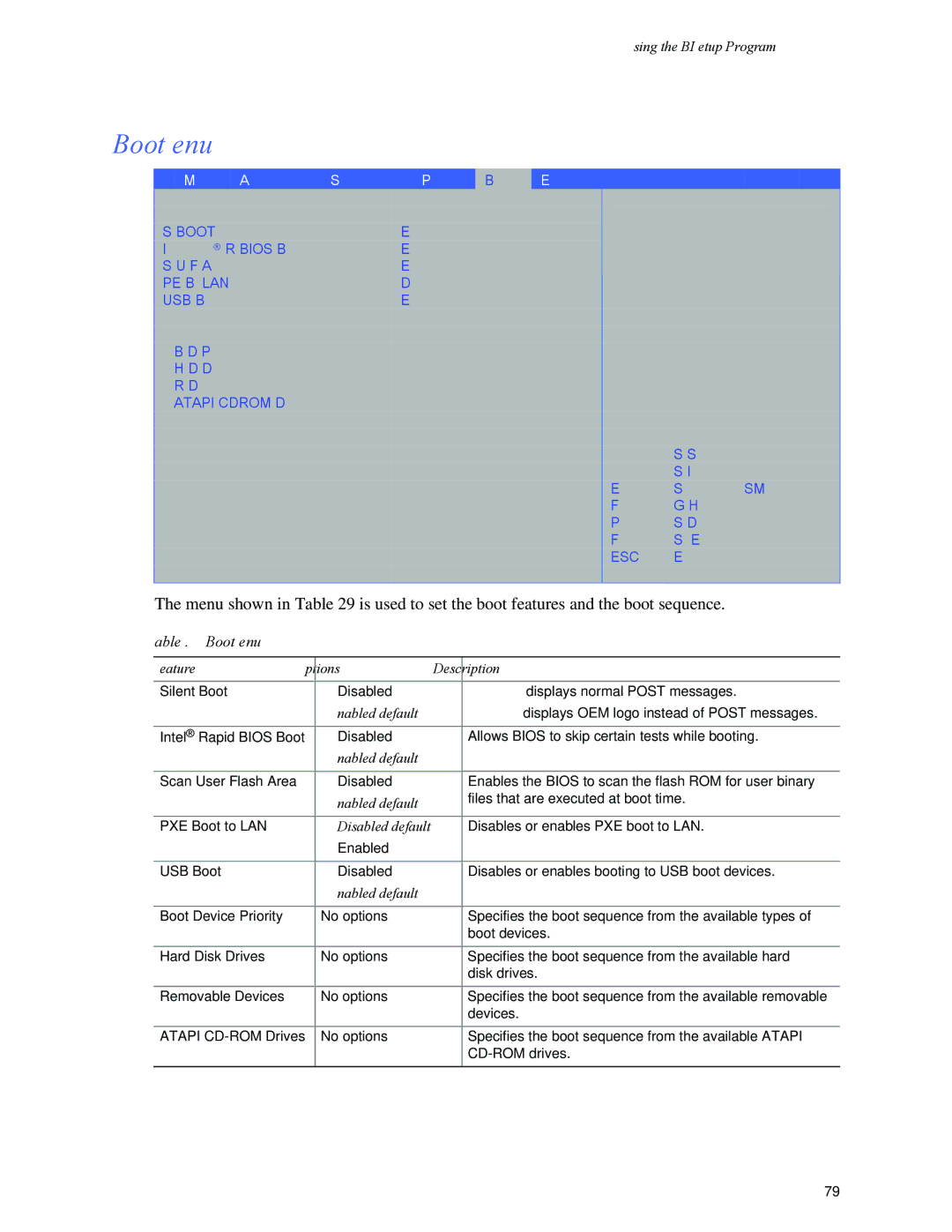 Intel D865GRH manual Boot Menu, Main Advanced Security Power 