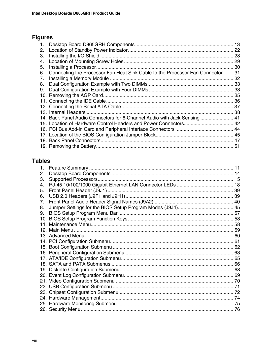 Intel D865GRH manual Figures 