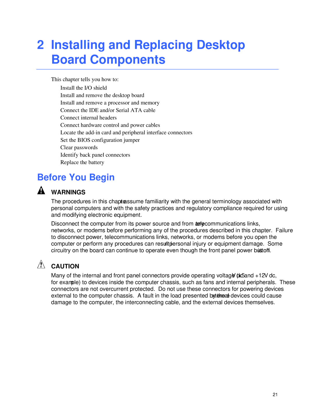 Intel D865GVHZ manual Installing and Replacing Desktop Board Components, Before You Begin 