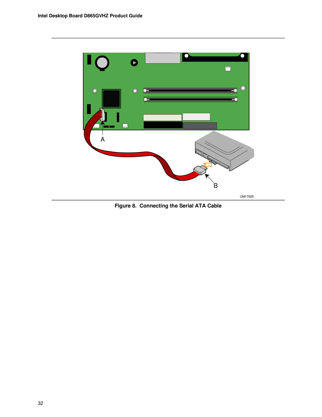 Intel D865GVHZ manual Connecting the Serial ATA Cable 