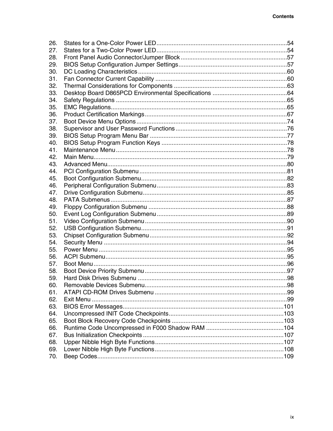 Intel specifications Desktop Board D865PCD Environmental Specifications 