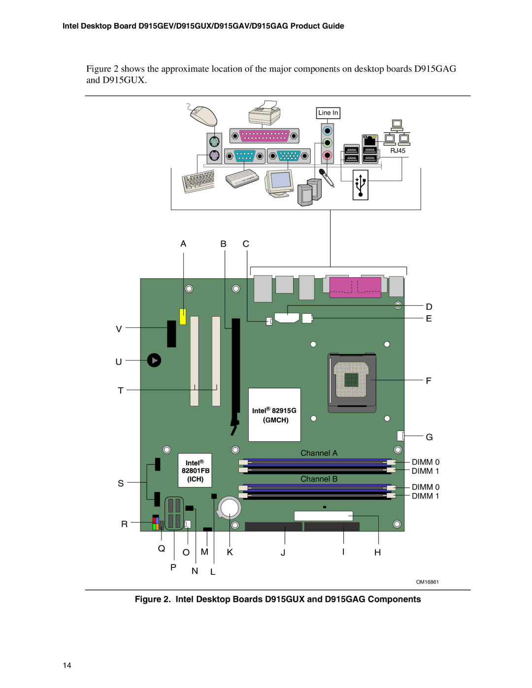 Intel D915GEV, D915GAV manual Intel Desktop Boards D915GUX and D915GAG Components 