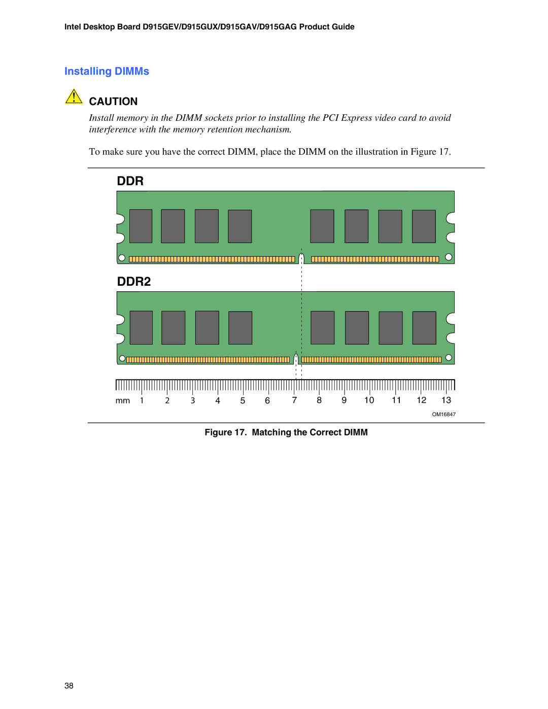 Intel D915GEV, D915GAG, D915GUX, D915GAV manual Installing DIMMs, Matching the Correct Dimm 