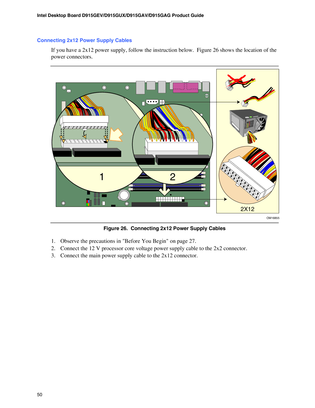 Intel D915GEV, D915GAG, D915GUX, D915GAV manual 2X12 