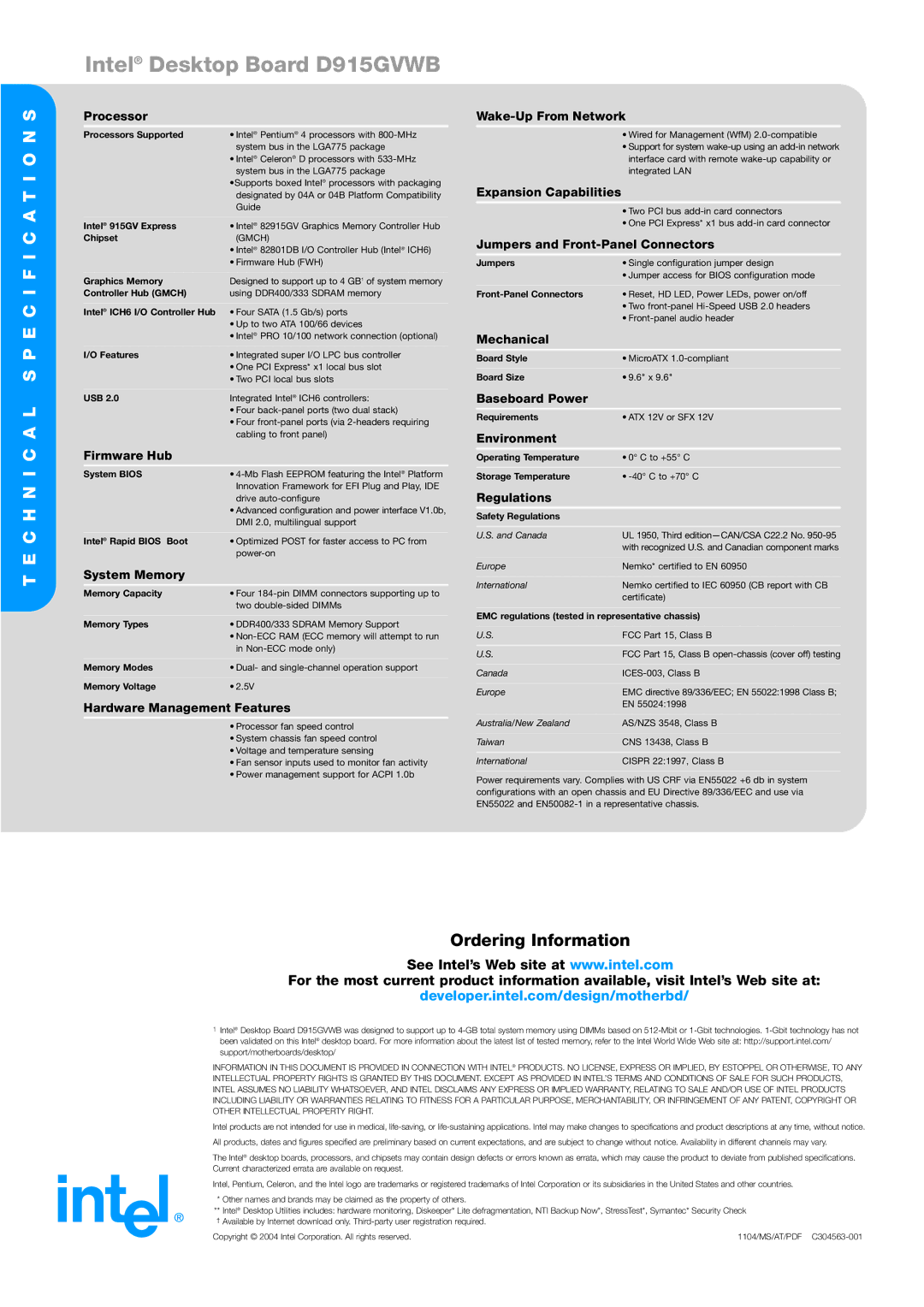 Intel warranty Intel Desktop Board D915GVWB 