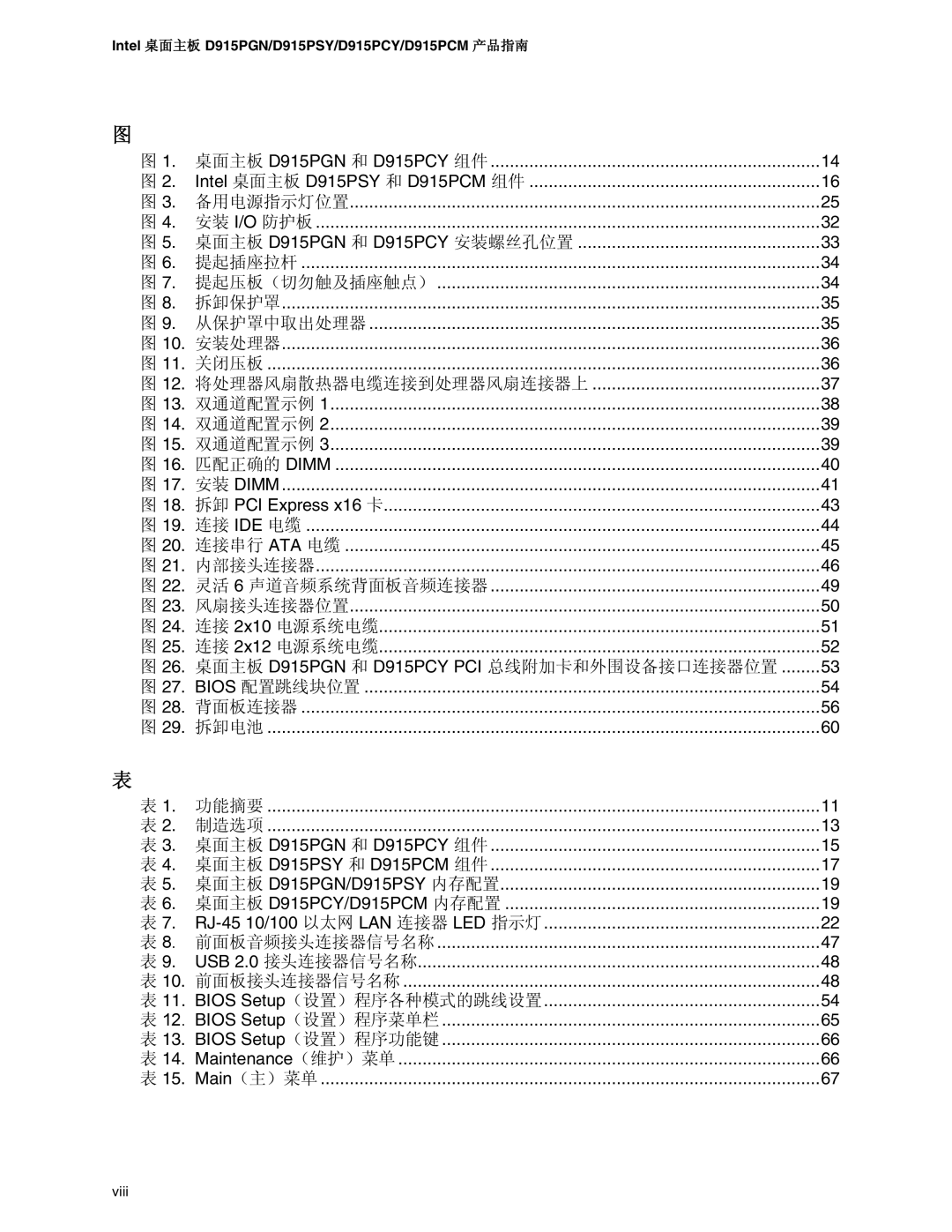 Intel D915PSY, D915PCM manual D915PGN D915PCY 