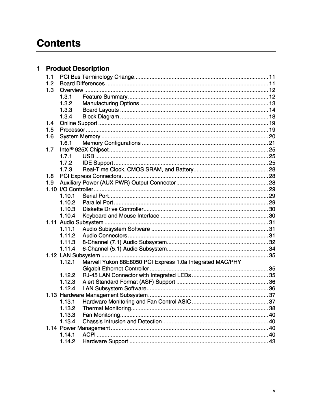 Intel D925XBC, D925XCV specifications Contents, Product Description 