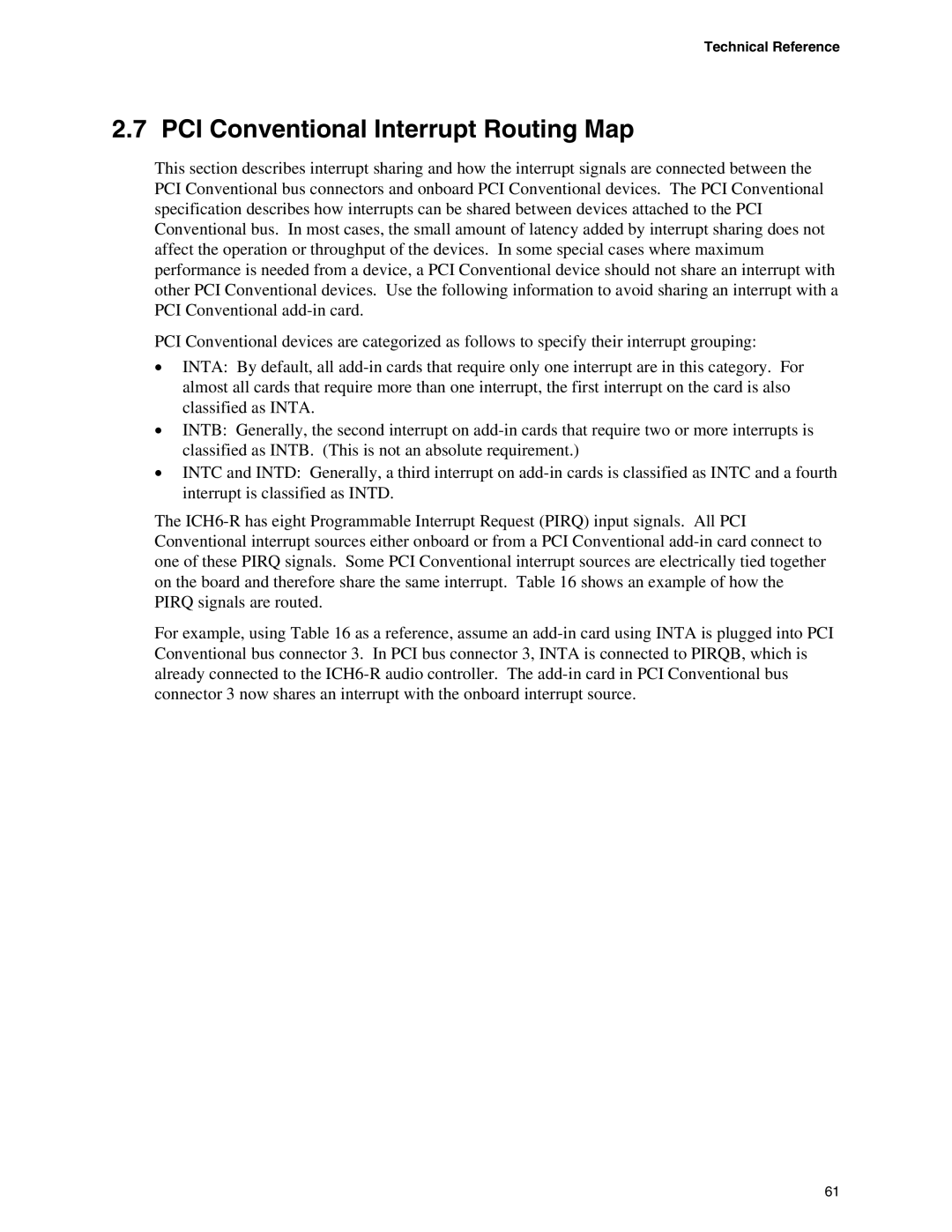 Intel D925XBC, D925XCV specifications PCI Conventional Interrupt Routing Map 