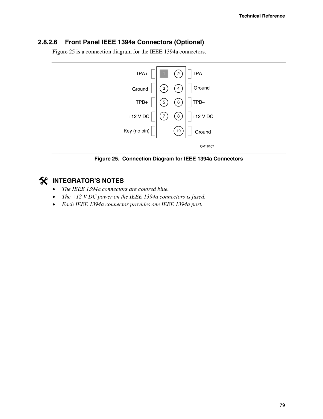 Intel D925XBC, D925XCV Front Panel Ieee 1394a Connectors Optional, Connection Diagram for Ieee 1394a Connectors 