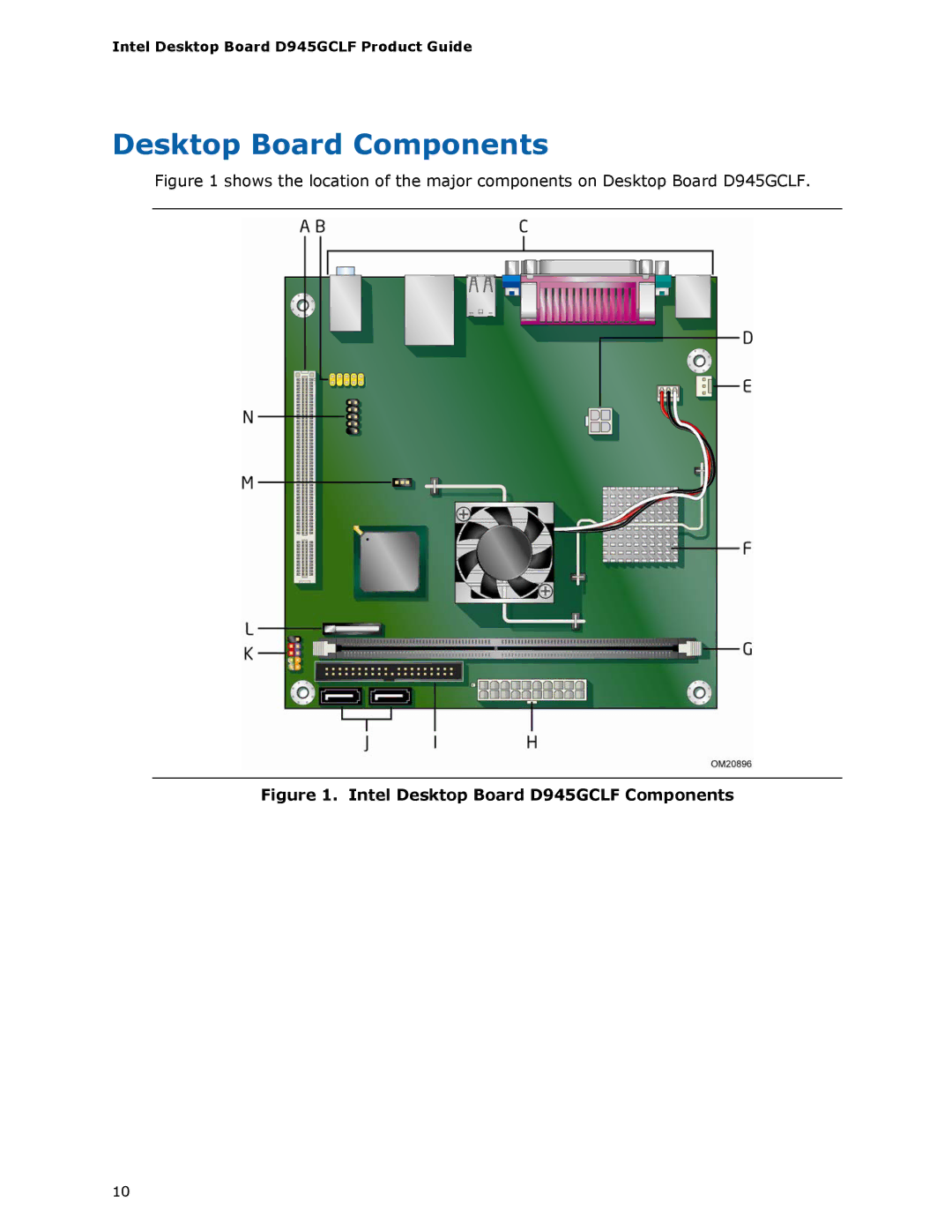 Intel manual Desktop Board Components, Intel Desktop Board D945GCLF Components 