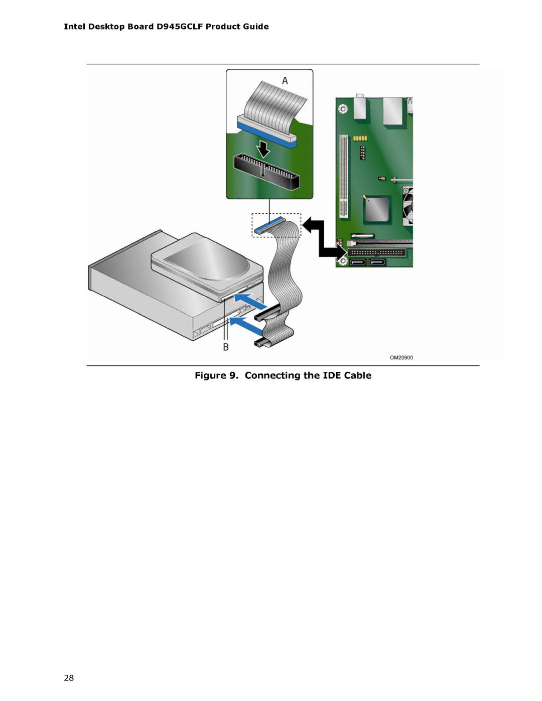 Intel D945GCLF manual Connecting the IDE Cable 