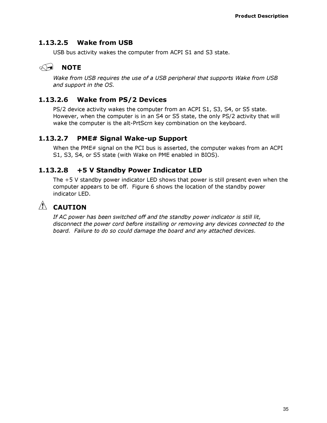 Intel D945GCLF2 specifications Wake from USB, Wake from PS/2 Devices, 13.2.7 PME# Signal Wake-up Support 