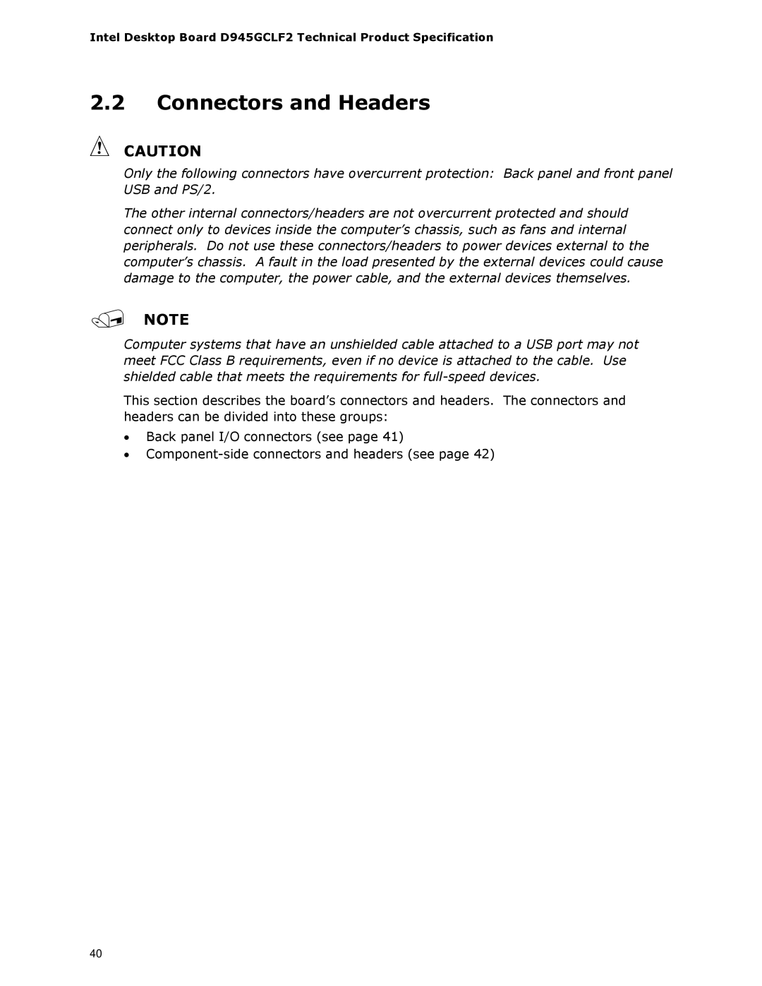 Intel D945GCLF2 specifications Connectors and Headers 