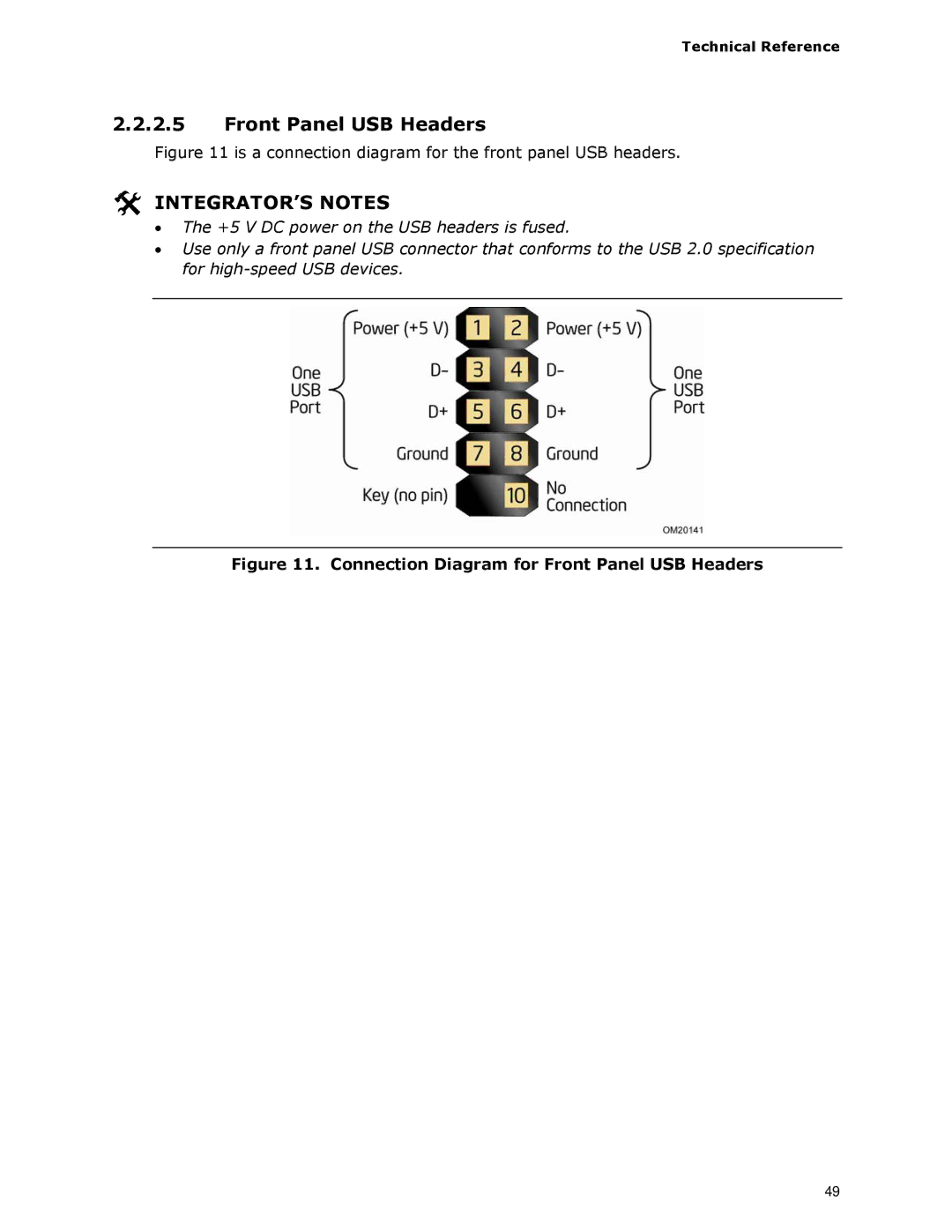 Intel D945GCLF2 specifications Connection Diagram for Front Panel USB Headers 