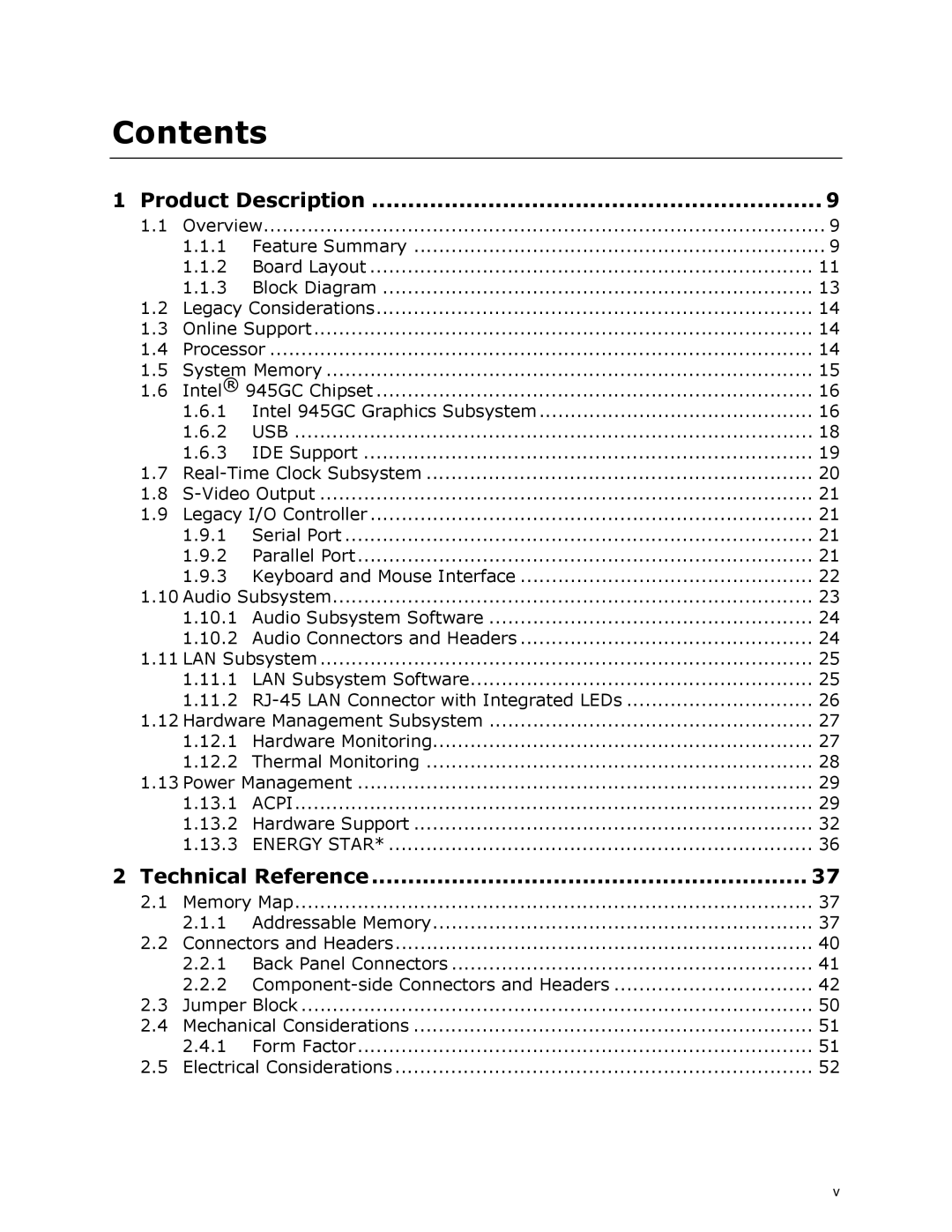 Intel D945GCLF2 specifications Contents 