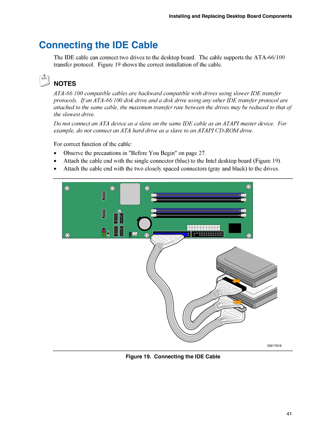 Intel D945GNT/D945GTP manual Connecting the IDE Cable 