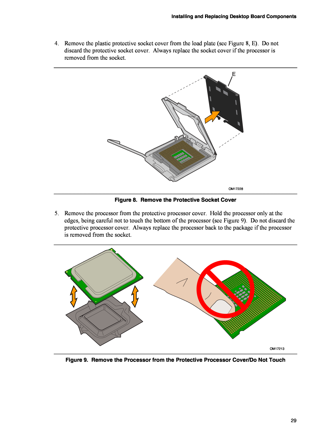 Intel D945GPM manual Remove the Protective Socket Cover 