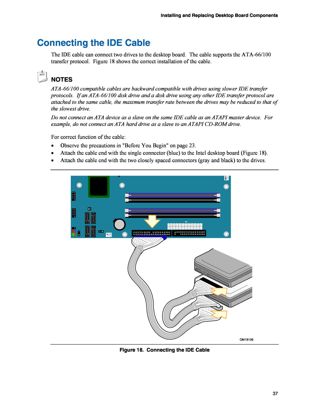 Intel D945GPM manual Connecting the IDE Cable 