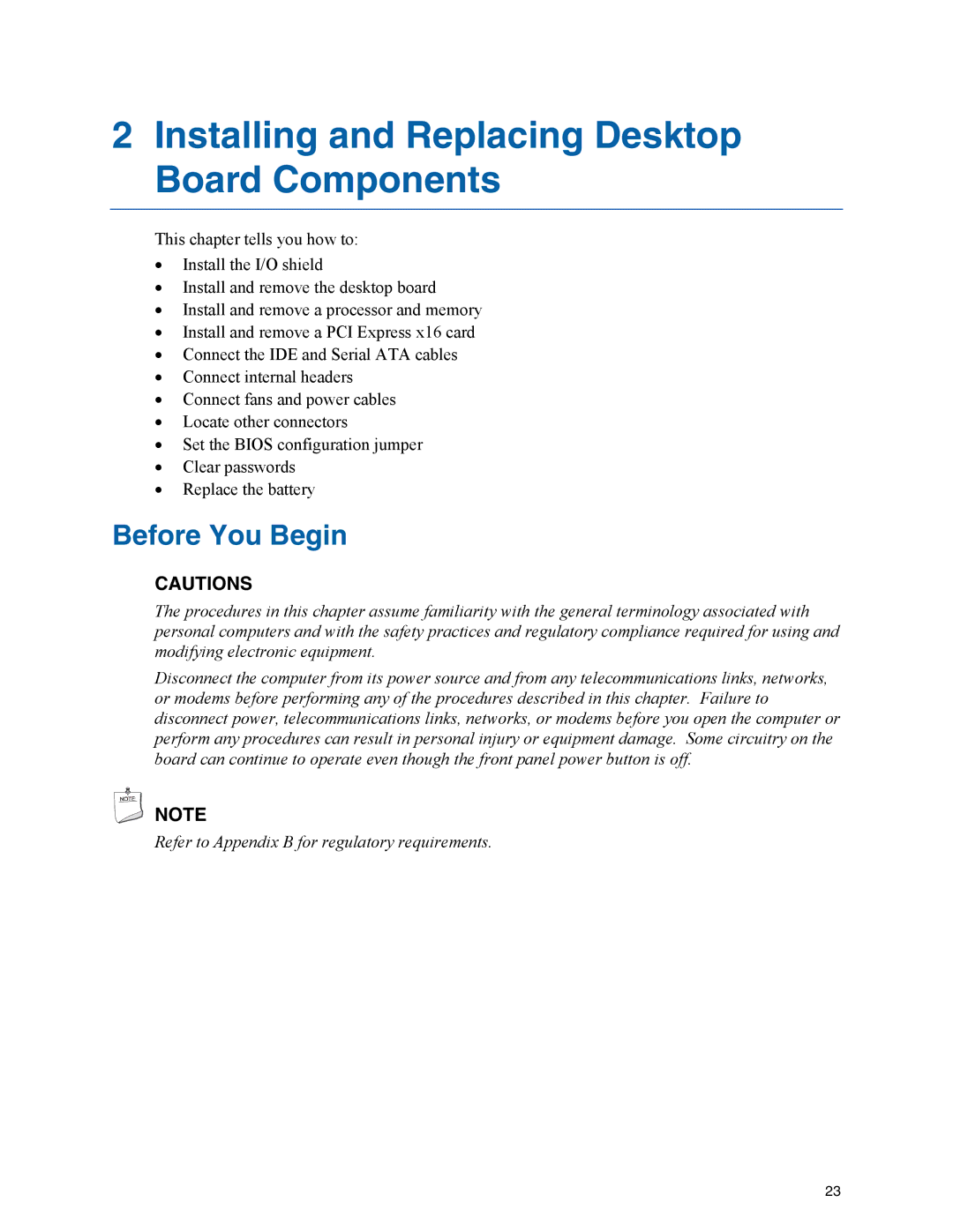 Intel D945GPM manual Installing and Replacing Desktop Board Components, Before You Begin 