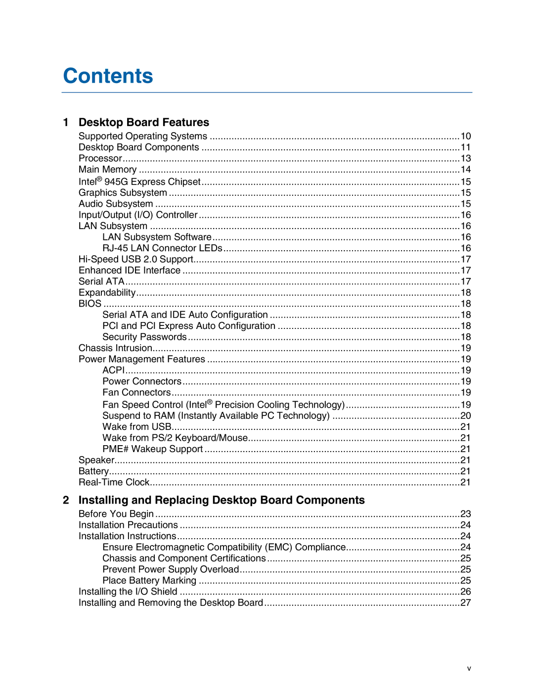 Intel D945GPM manual Contents 