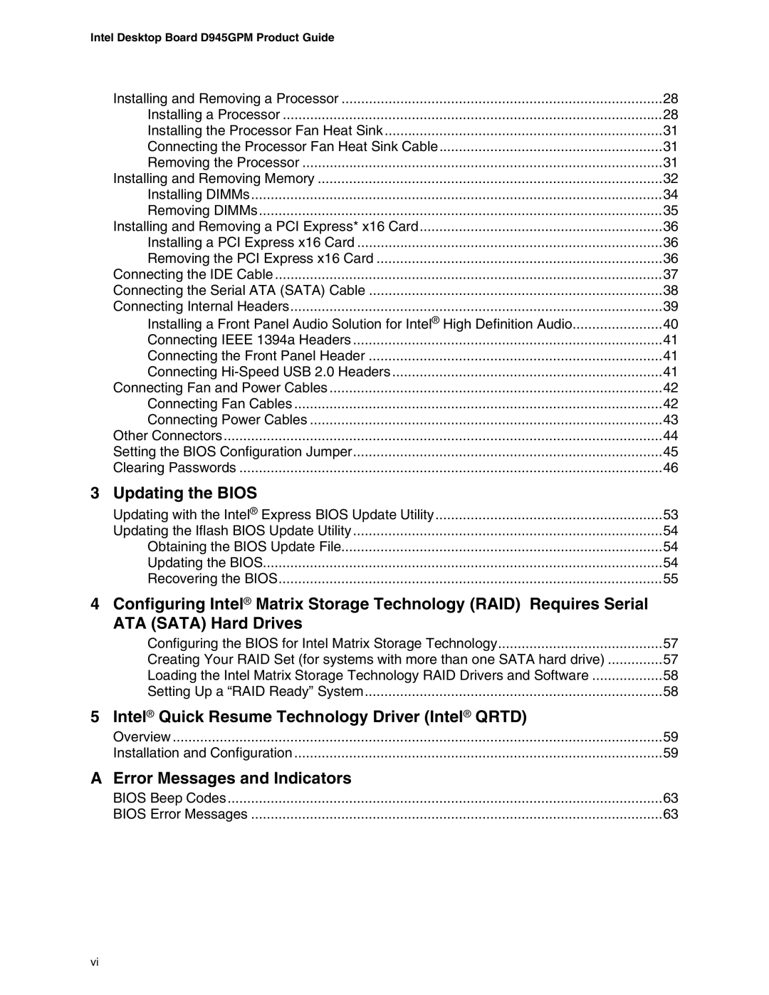 Intel D945GPM manual Intel Quick Resume Technology Driver Intel Qrtd 