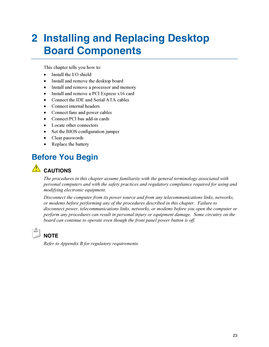 Intel D945PVS manual Installing and Replacing Desktop Board Components, Before You Begin 