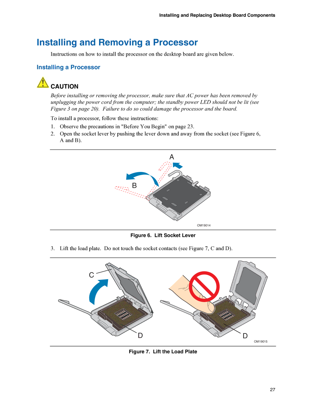 Intel D975XBX manual Installing and Removing a Processor, Installing a Processor 