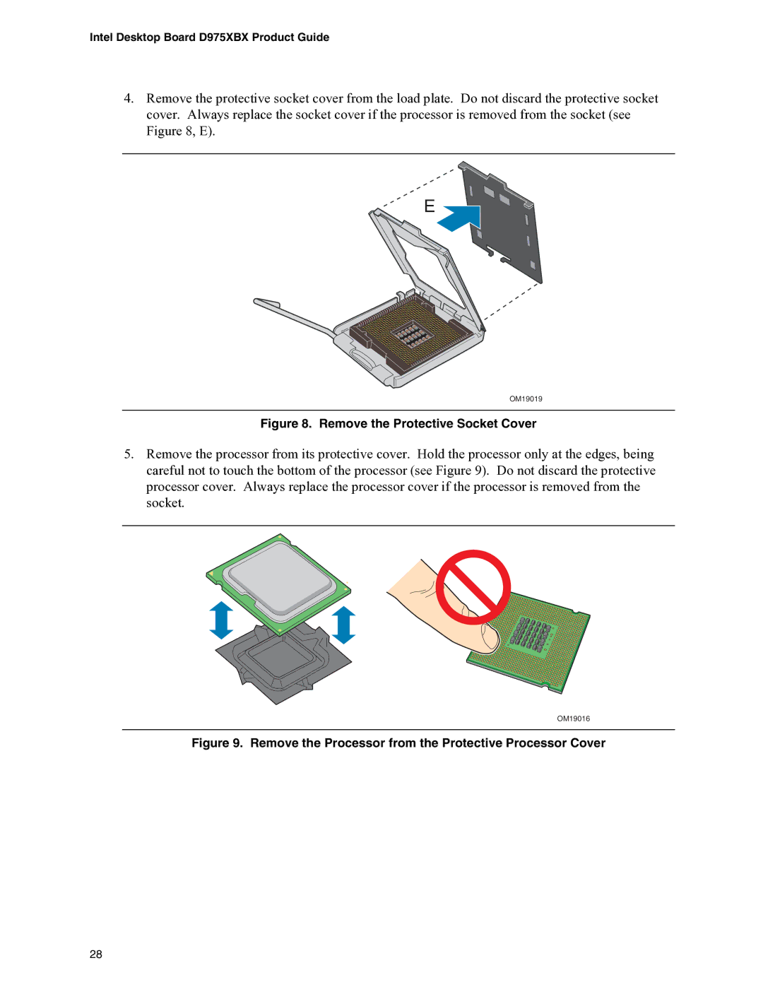 Intel D975XBX manual Remove the Protective Socket Cover 