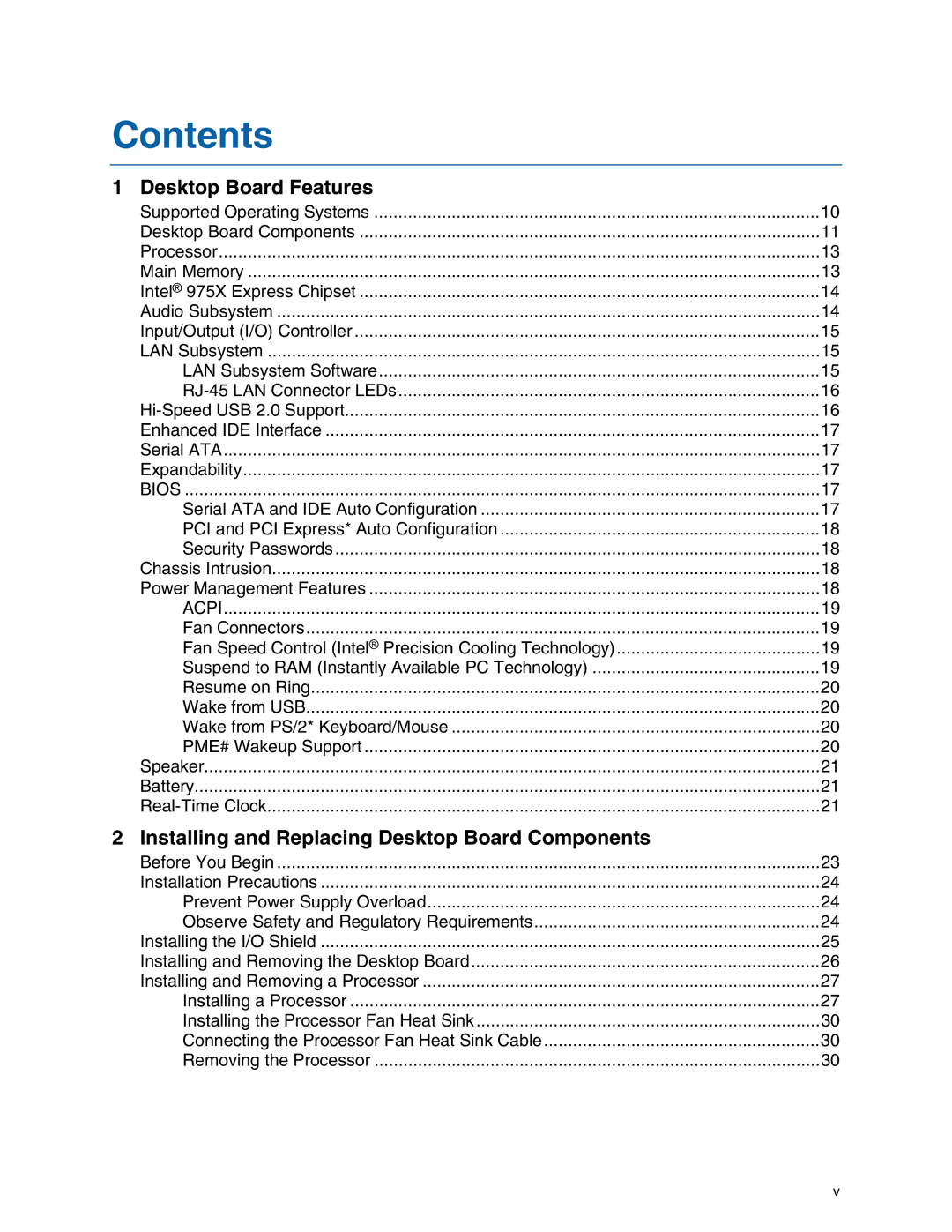 Intel D975XBX manual Contents 