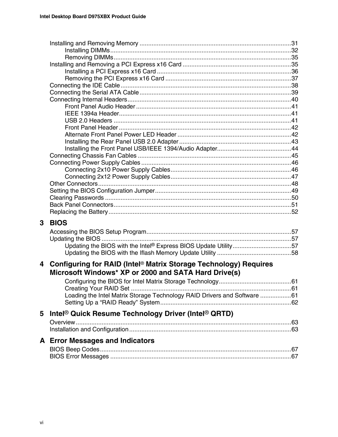 Intel D975XBX manual Bios 