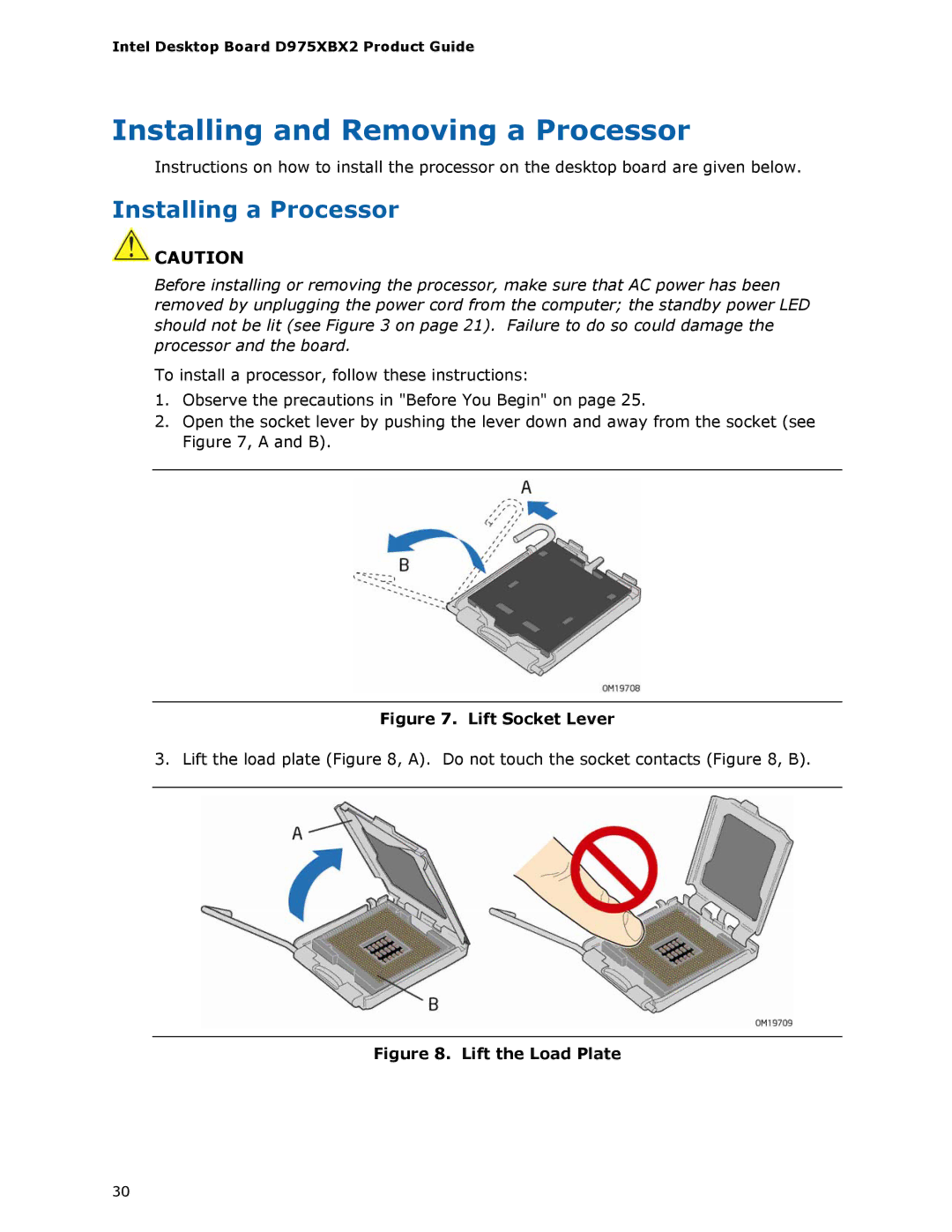 Intel D975XBX2 manual Installing and Removing a Processor, Installing a Processor 