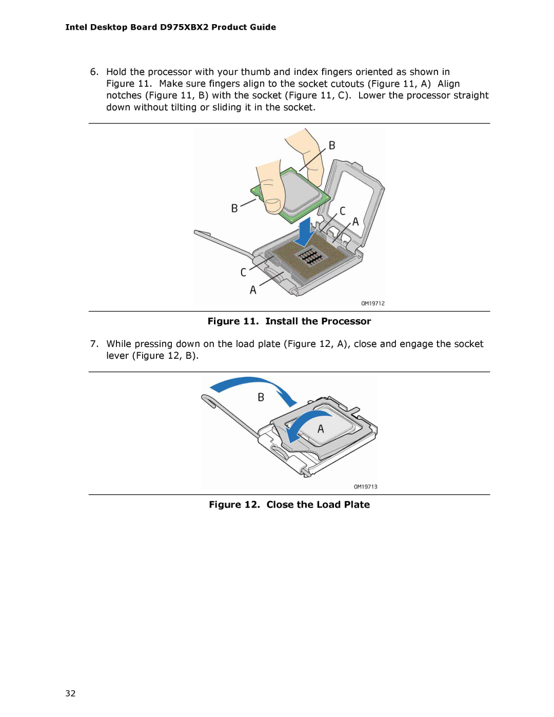 Intel D975XBX2 manual Install the Processor 