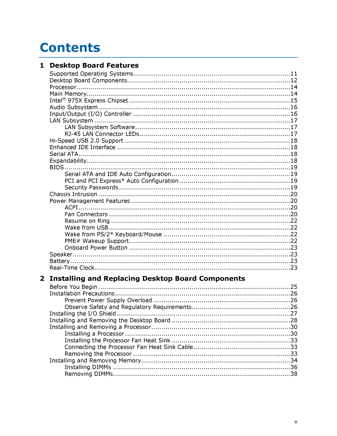 Intel D975XBX2 manual Contents 