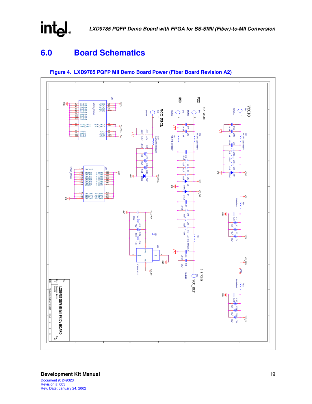 Intel Demo Board with FPGA for SS-SMII (Fiber)-to-MII Conversion, 249323-003 manual Board Schematics 