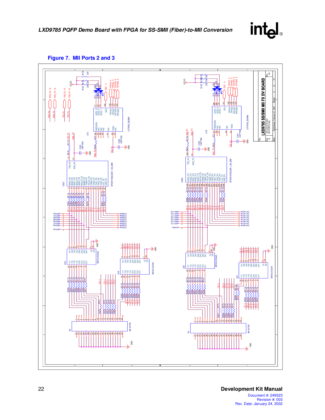 Intel 249323-003, Demo Board with FPGA for SS-SMII (Fiber)-to-MII Conversion manual Mii 