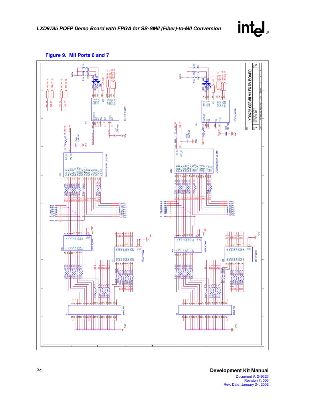 Intel 249323-003, Demo Board with FPGA for SS-SMII (Fiber)-to-MII Conversion manual MIIPorts6and 