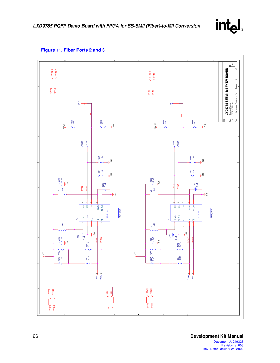 Intel 249323-003, Demo Board with FPGA for SS-SMII (Fiber)-to-MII Conversion manual Fpga for SS-SMII Fiber-to 