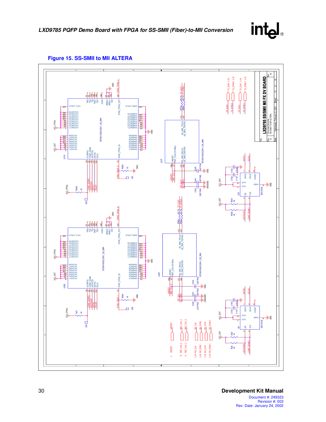 Intel 249323-003, Demo Board with FPGA for SS-SMII (Fiber)-to-MII Conversion manual SS-SMII to MII Altera 