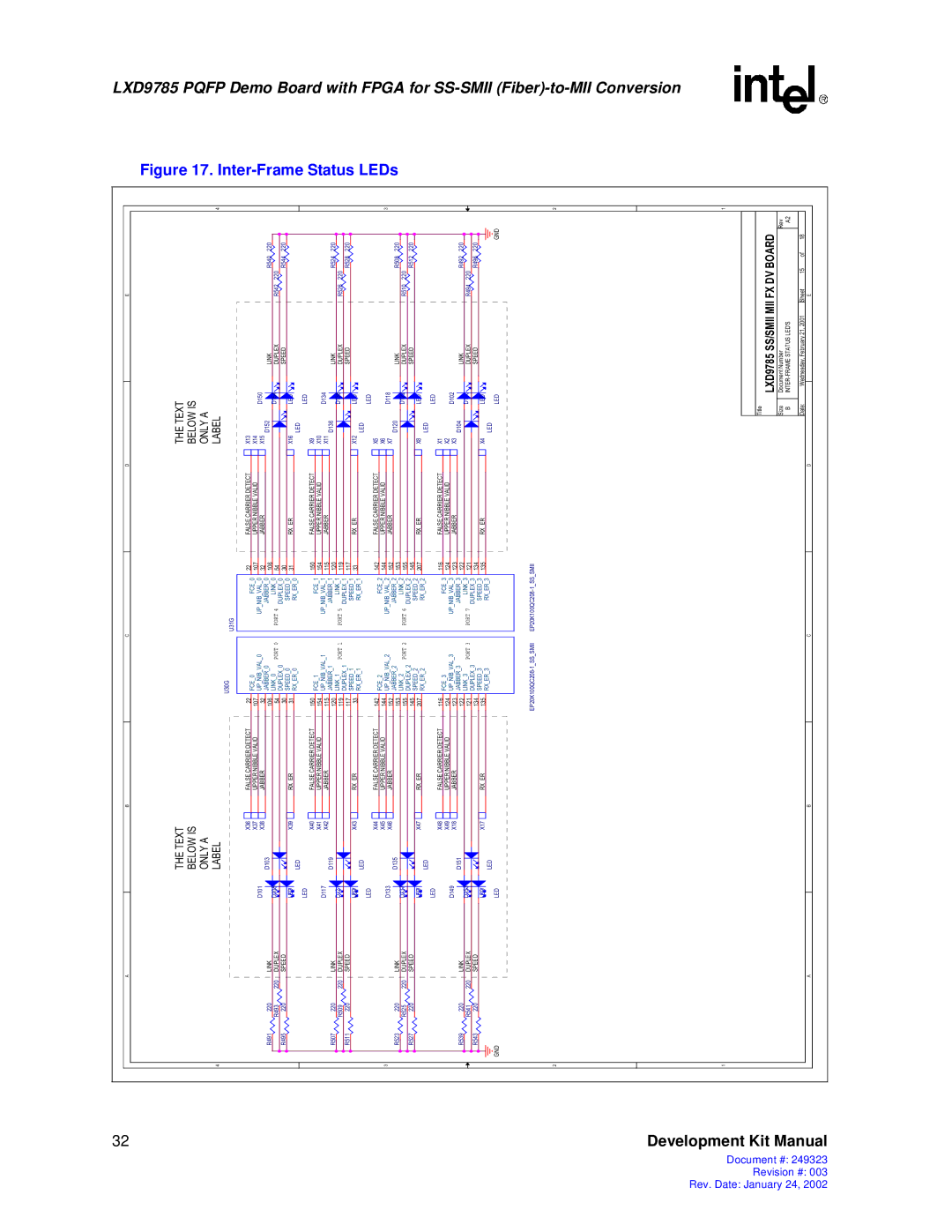 Intel 249323-003, Demo Board with FPGA for SS-SMII (Fiber)-to-MII Conversion manual Fpga 