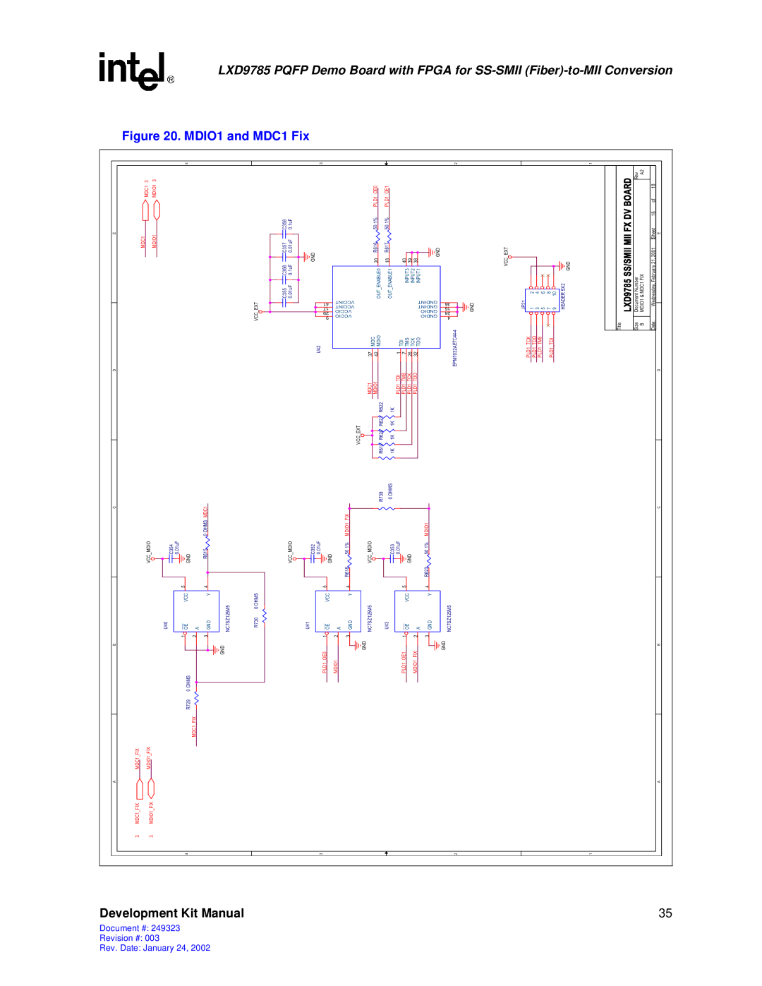 Intel Demo Board with FPGA for SS-SMII (Fiber)-to-MII Conversion, 249323-003 manual MDIO1 