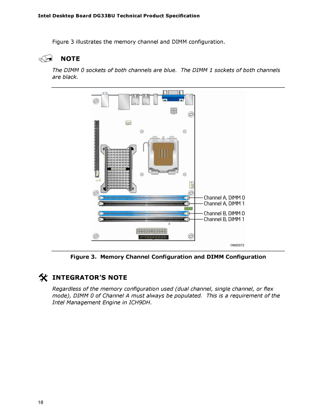 Intel DG33BU specifications Memory Channel Configuration and Dimm Configuration 