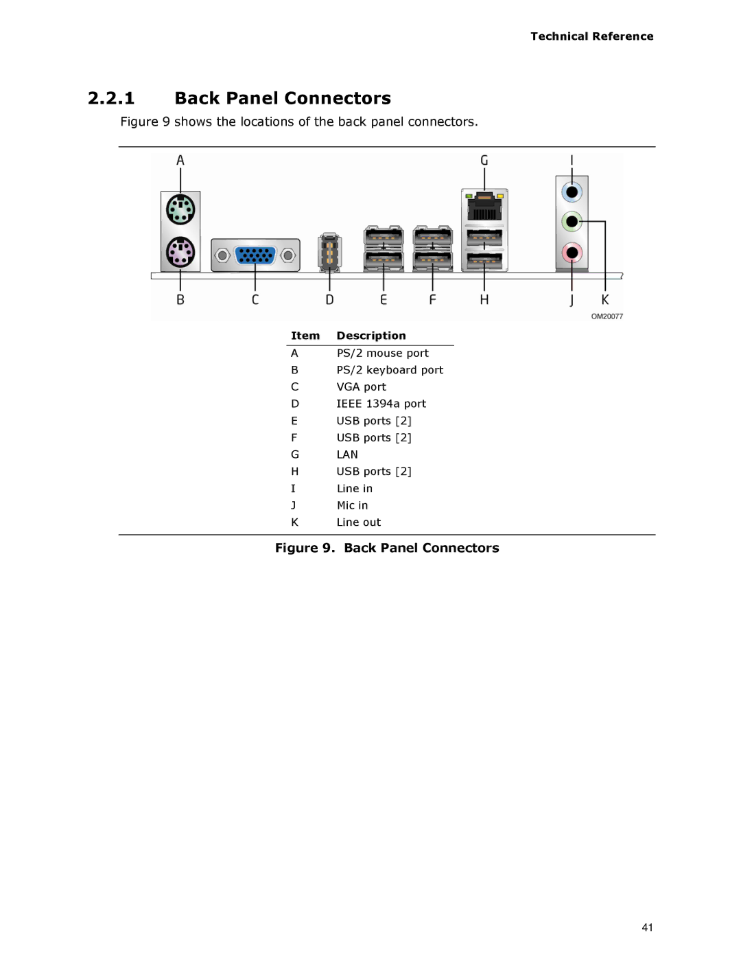 Intel DG33BU specifications Back Panel Connectors 