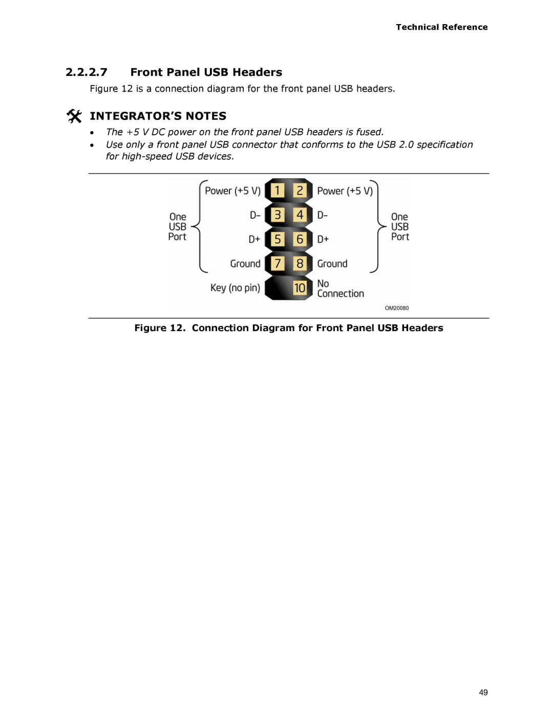 Intel DG33BU specifications Connection Diagram for Front Panel USB Headers 