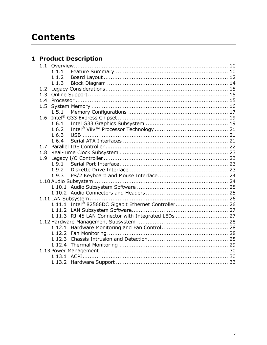 Intel DG33BU specifications Contents 