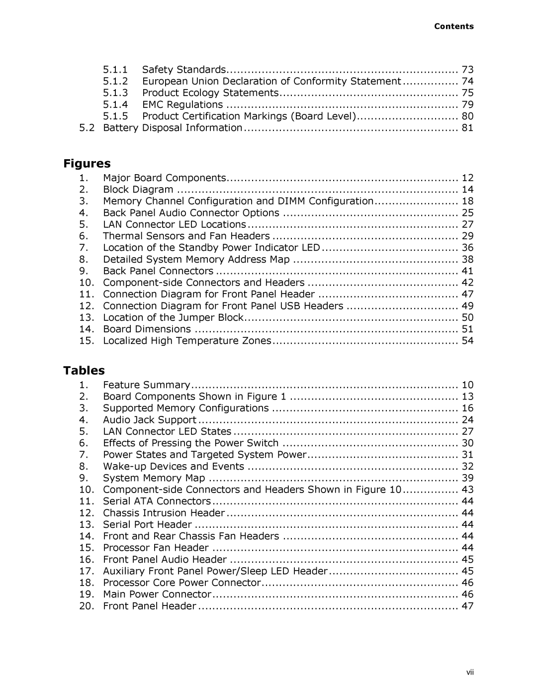 Intel DG33BU specifications Product Certification Markings Board Level, Contents 