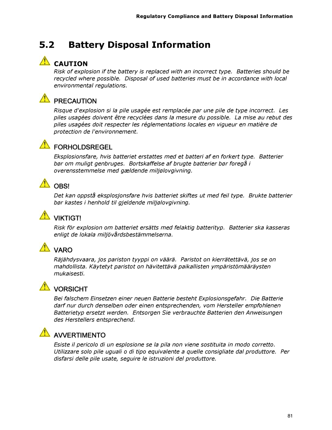 Intel DG33BU specifications Battery Disposal Information, Precaution 