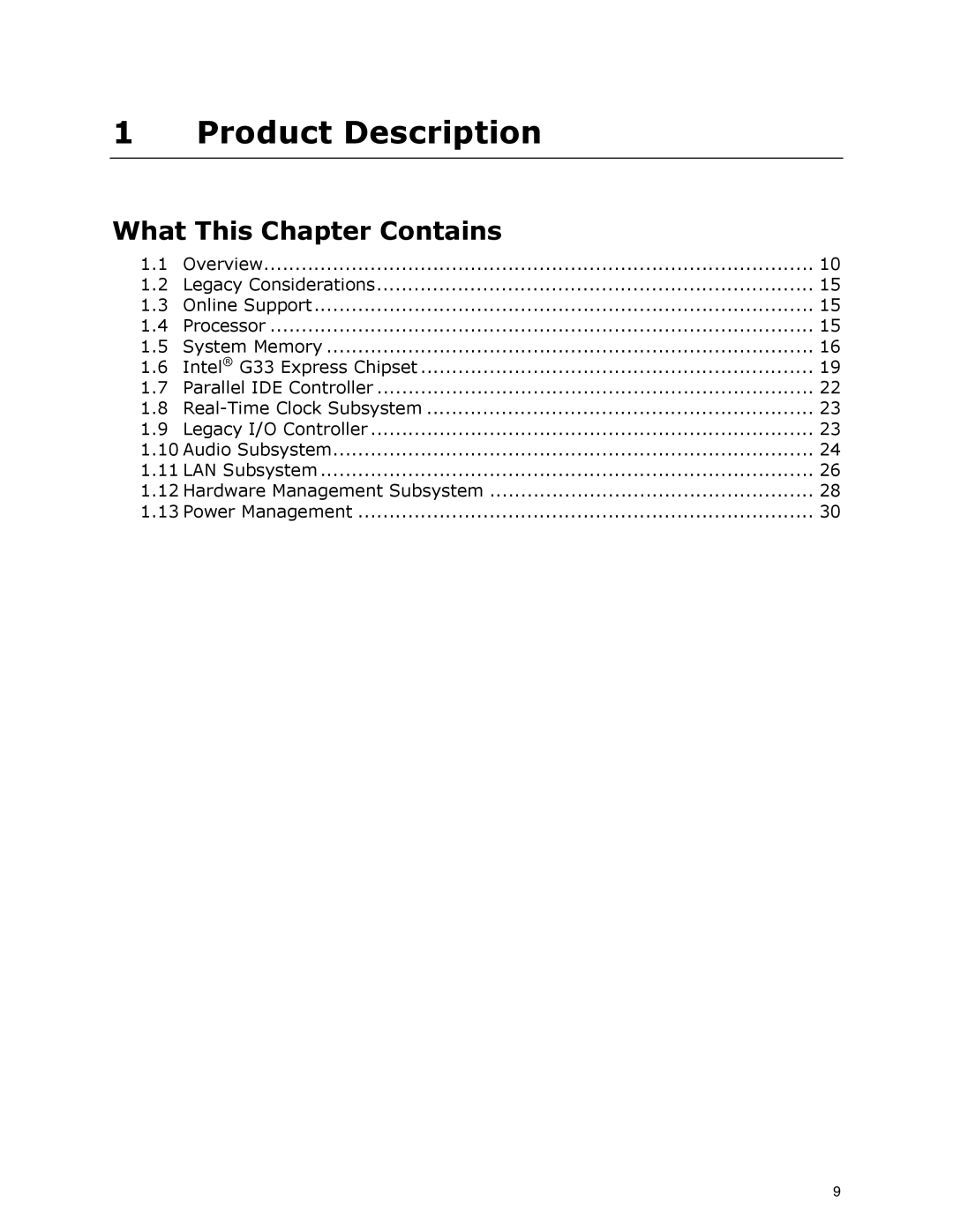 Intel DG33BU specifications Product Description, What This Chapter Contains 