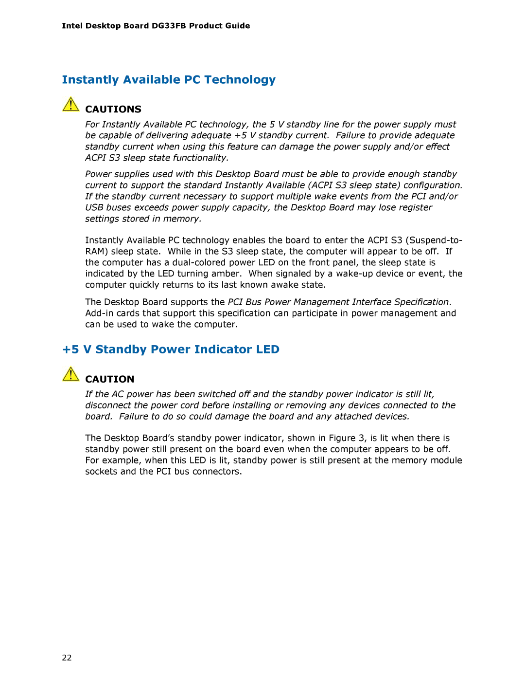 Intel DG33FB manual Instantly Available PC Technology 