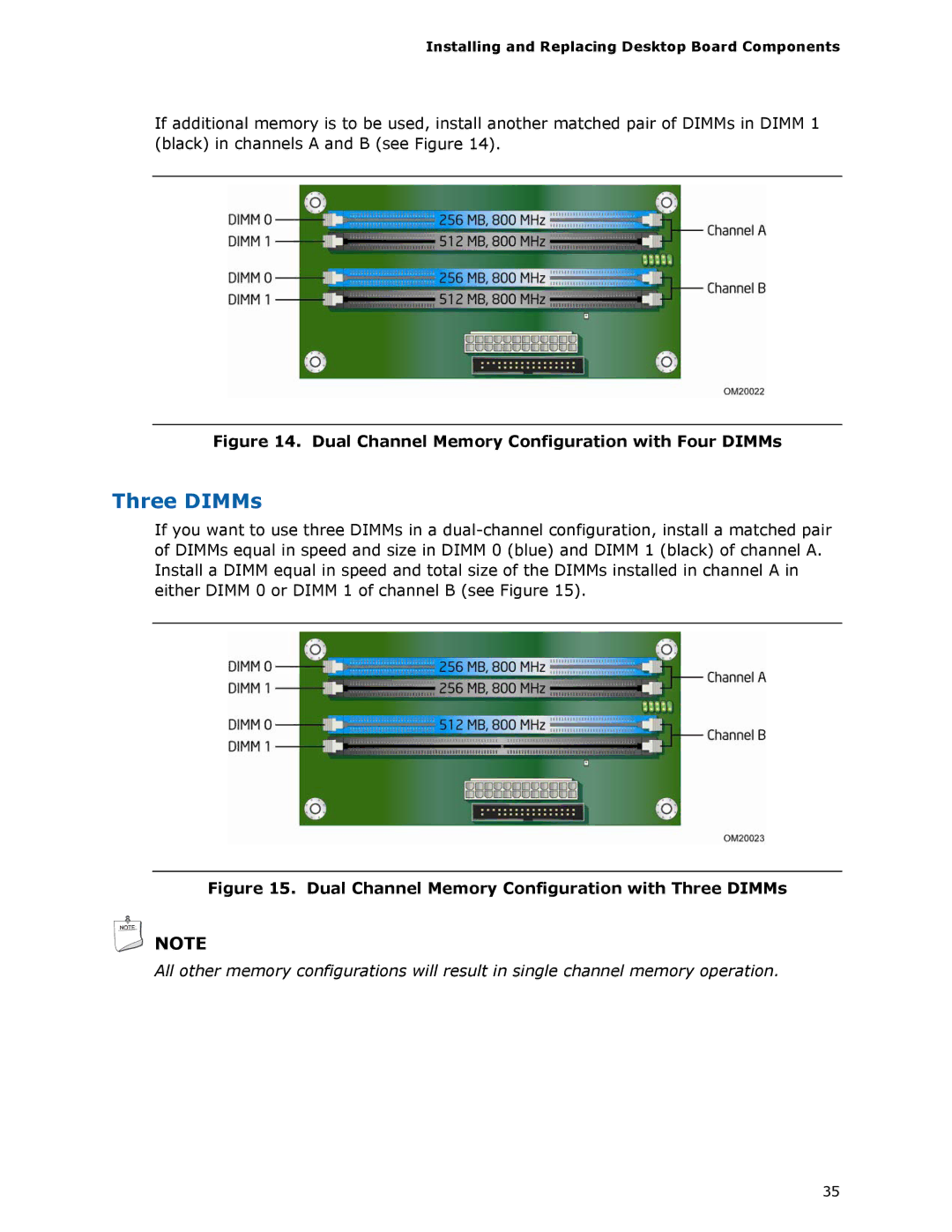 Intel DG33FB manual Three DIMMs 