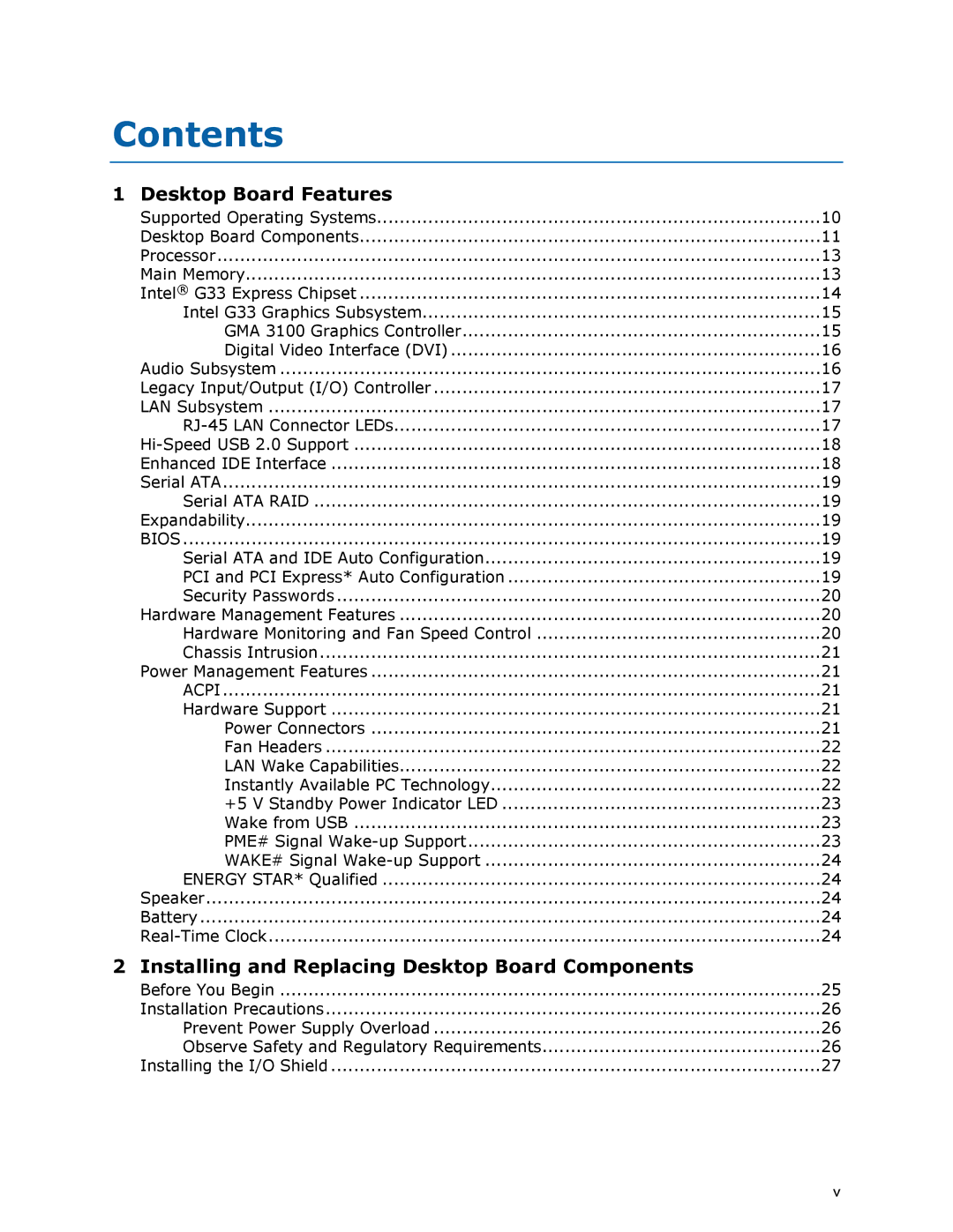 Intel DG33TL manual Contents 